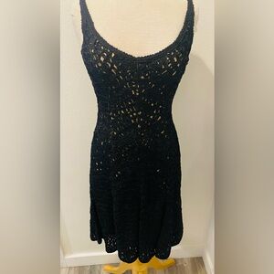 Carmen Marc Valvo Black Lace Backless Dress